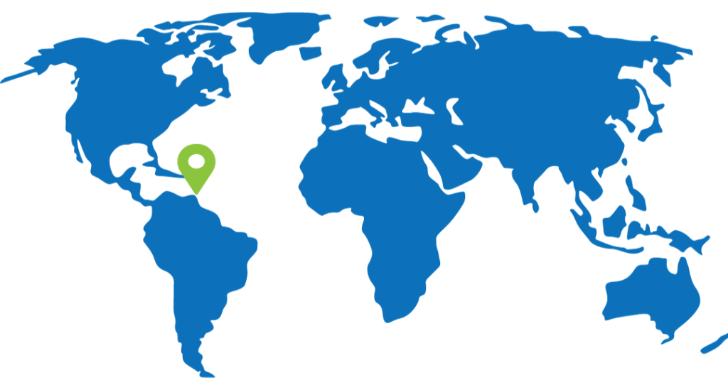 trinidad and tobago on blue world map