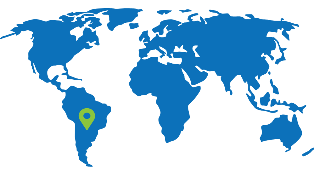 paraguay on blue world map