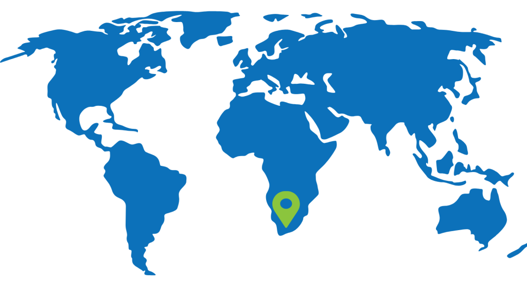 south africa on world map