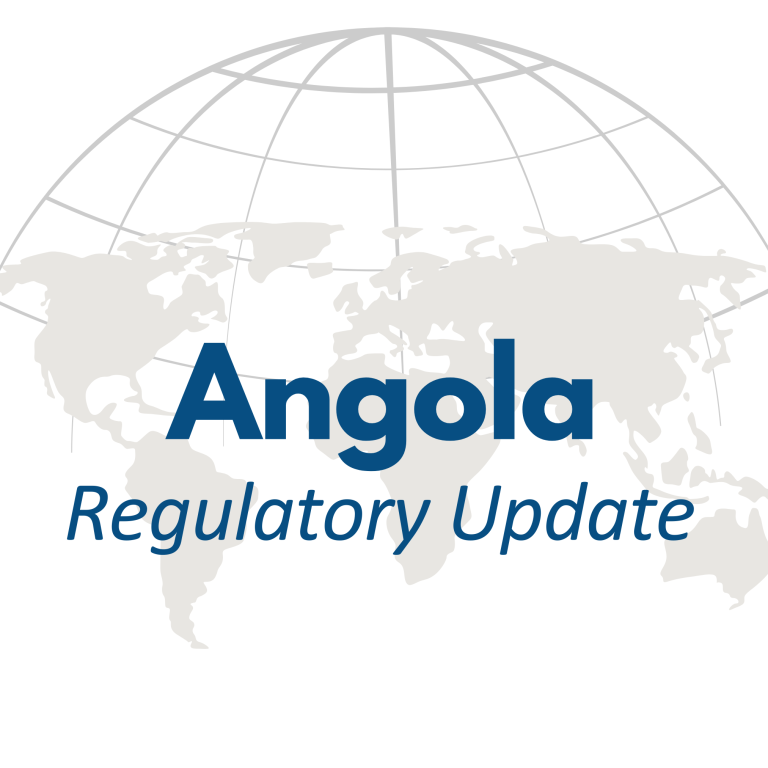 Angola regulatory graphic over world map