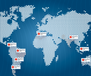regulatory updates around the globe on blue background