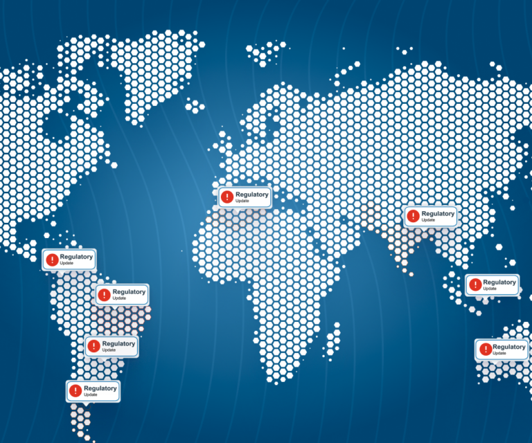 regulatory updates around the globe on blue background