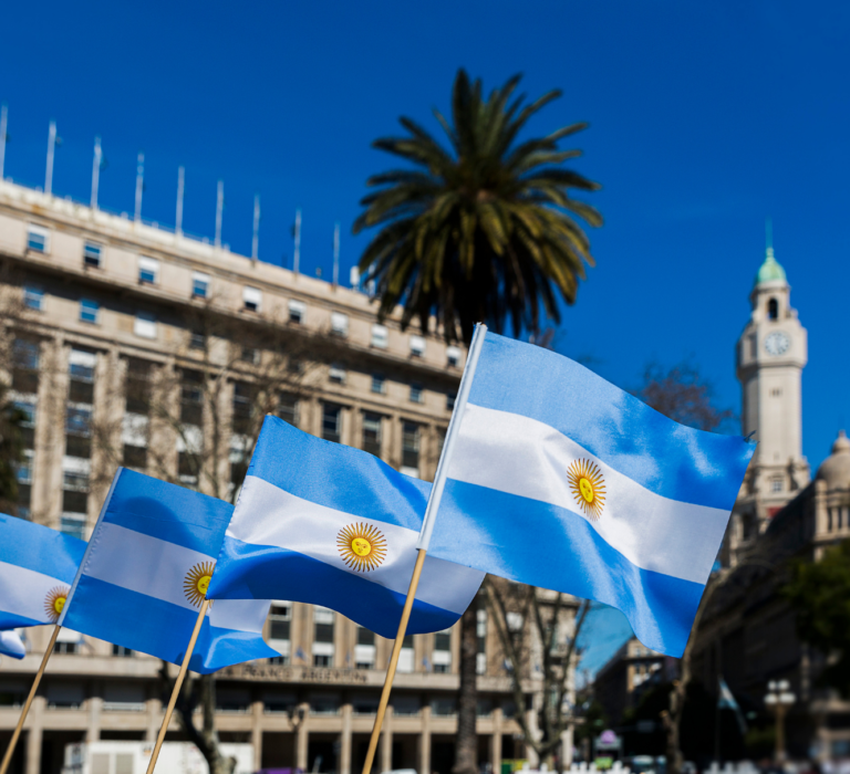 Argentina regulatory building with Argentina flag